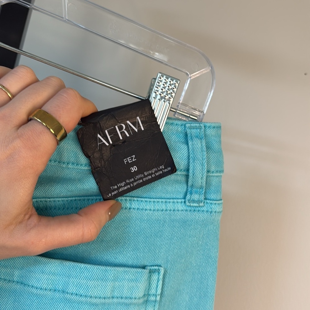 AFRM high rise utility straight leg jeans 30 turquoise - Picture 5 of 5